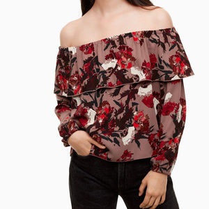 Aritzia Wilfred Morel Floral Off Shoulder Blouse